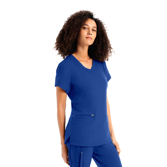 CRFT WT127 Women's 3 Pocket V Neck Scrub Top Royal Image