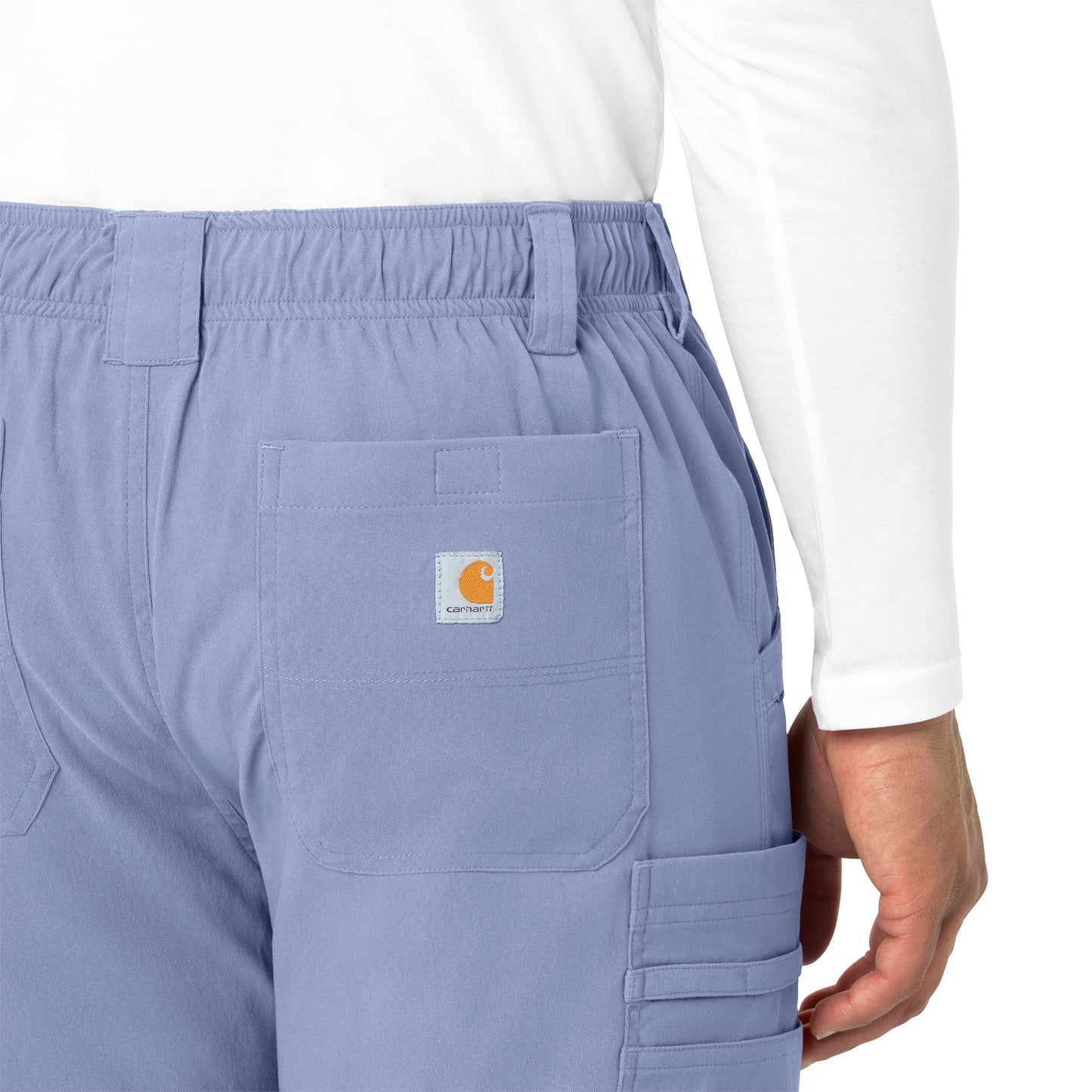 Rugged Flex Peak C55037 Men's Straight Leg Cargo Scrub Pant Ceil Blue Model Image Alternate | Carhartt