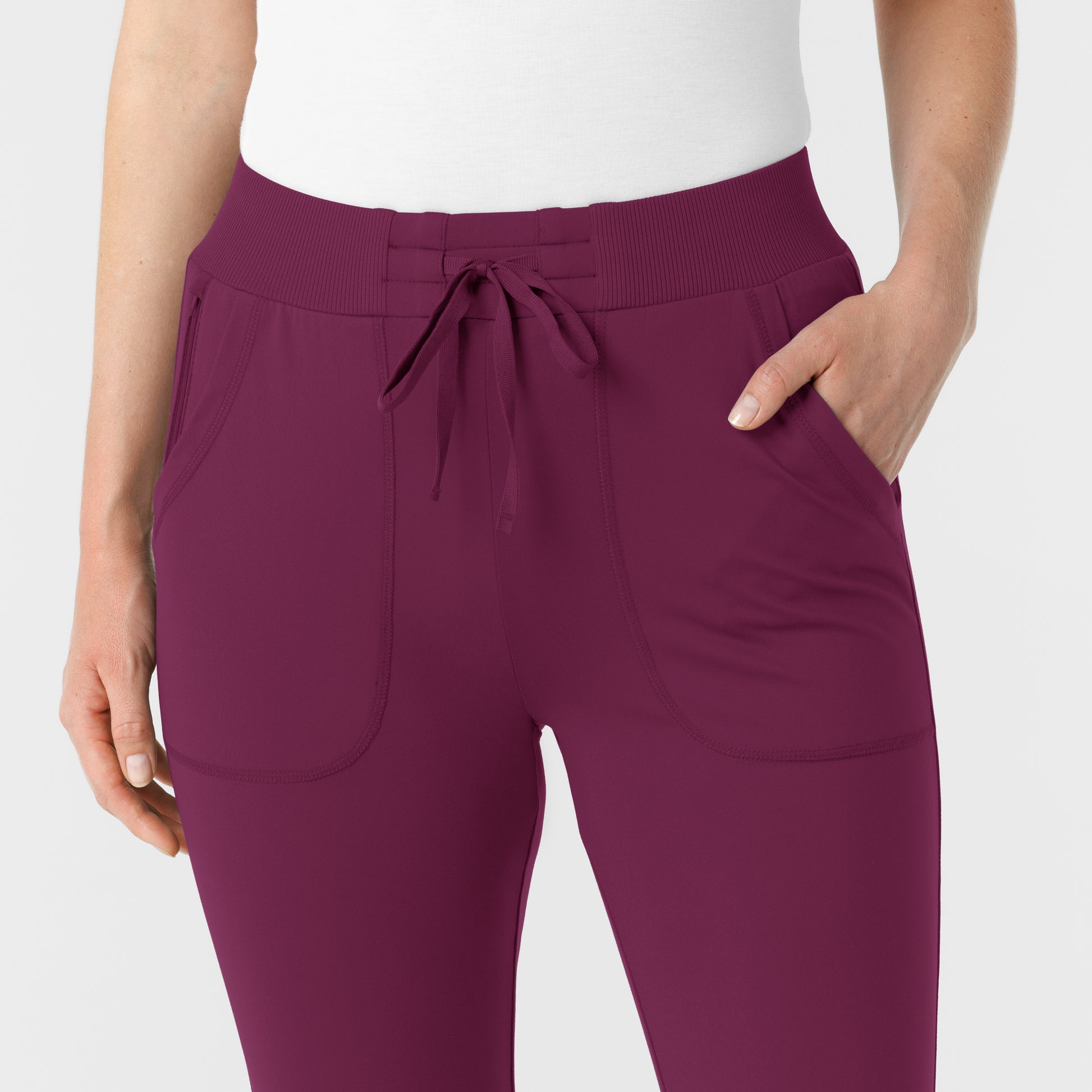 RENEW 5259 Knit Track Scrub Pants Wine Model Image Left Side | Wink