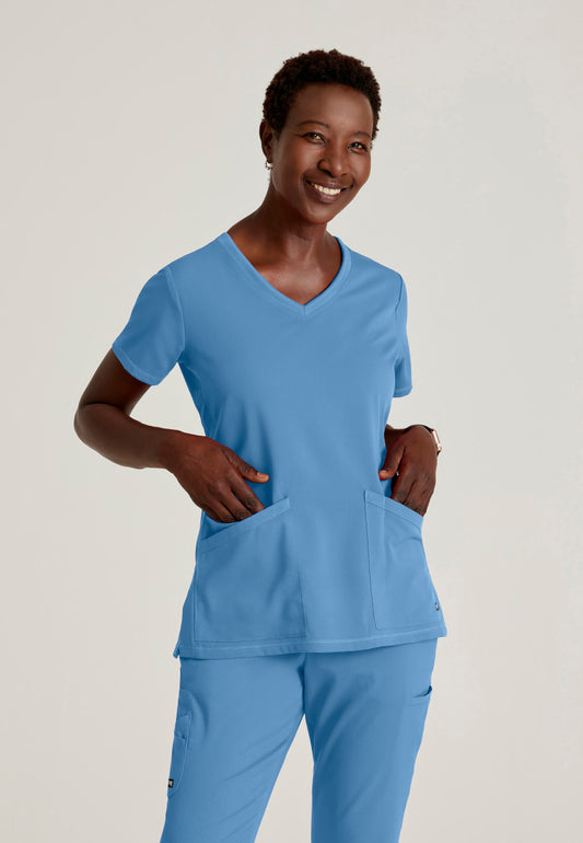 Greys Anatomy Stretch GRST045 Serena Scrub Top Ciel Blue