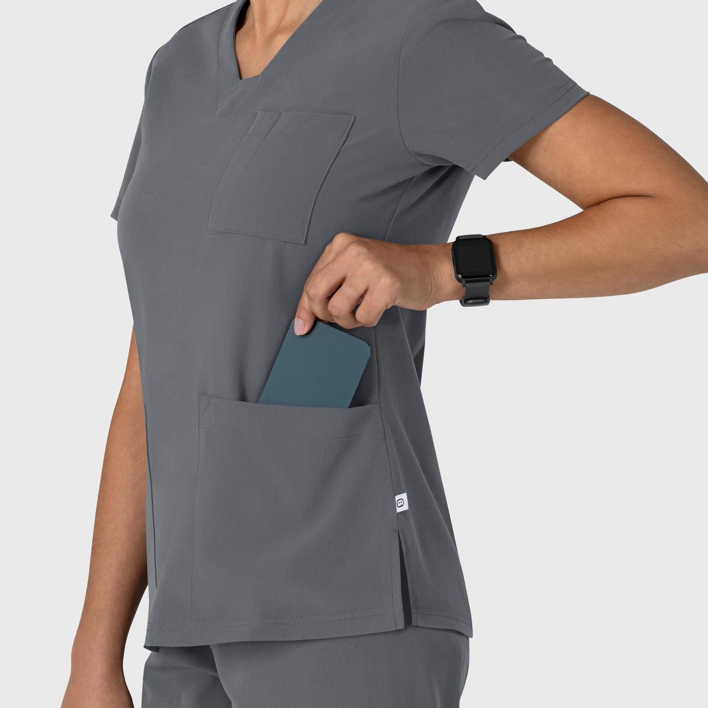 Nova 6132 Flex-n-Reach V-Neck Scrub Top Pewter Model Image Alternate | Wink