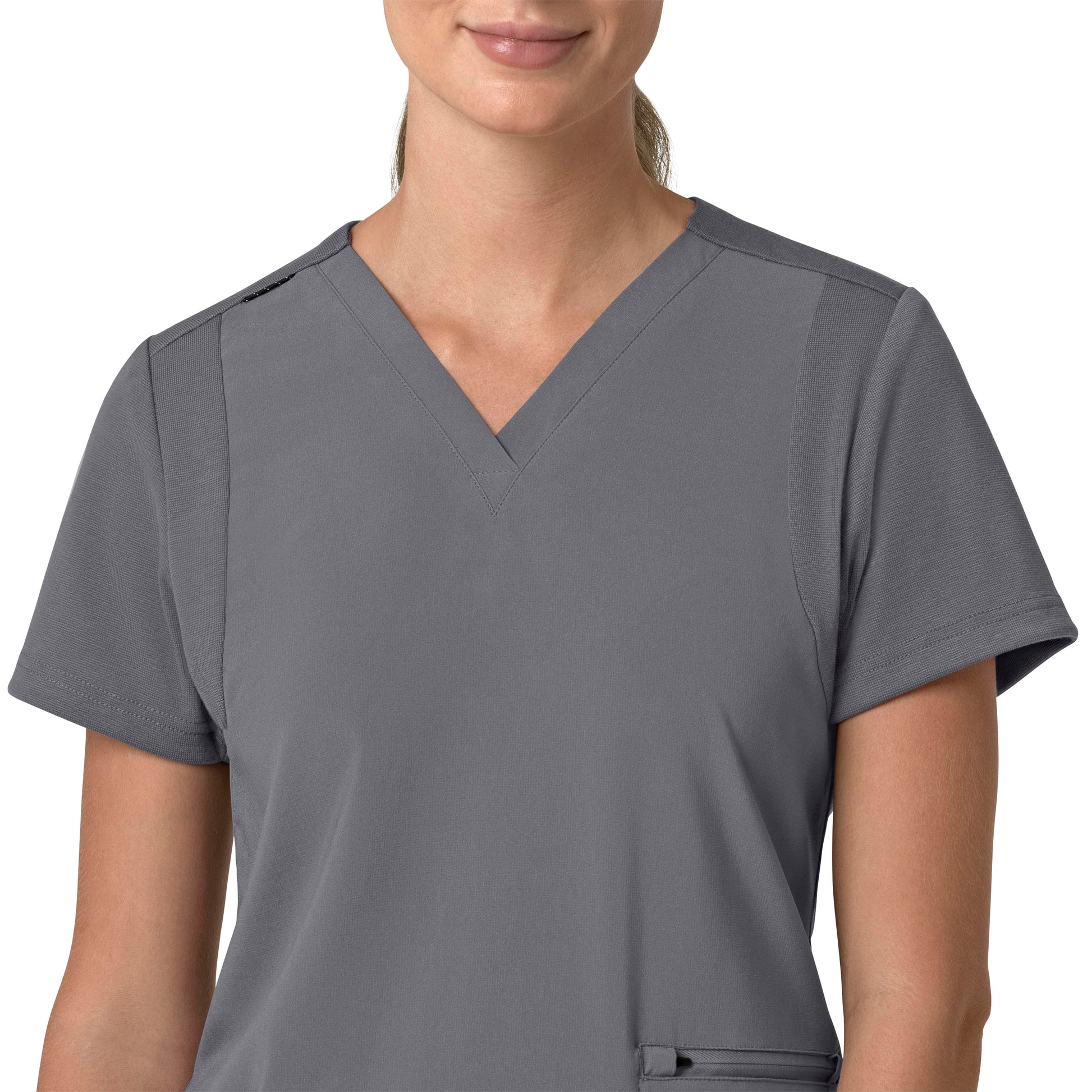 Force Cross-Flex C13210 Flex Panel V-Neck Scrub Top Pewter Model Image Left Side | Carhartt