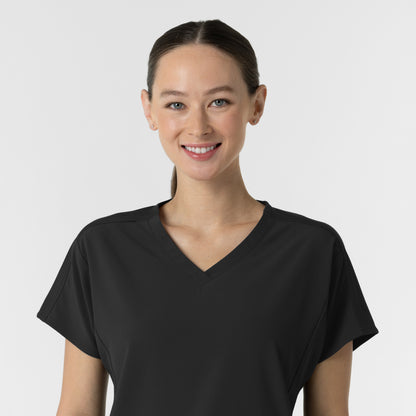 RENEW 6154 Women's V-Neck Tunic Scrub Top Black