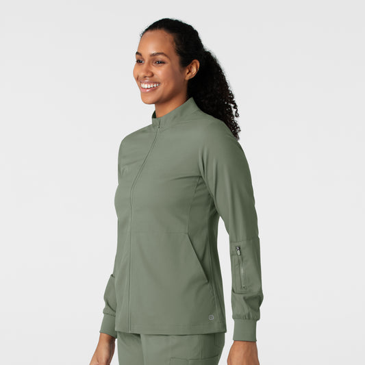 Boundless 8151 Warm Up Scrub Jacket Sage Model Image Right Side | Wink