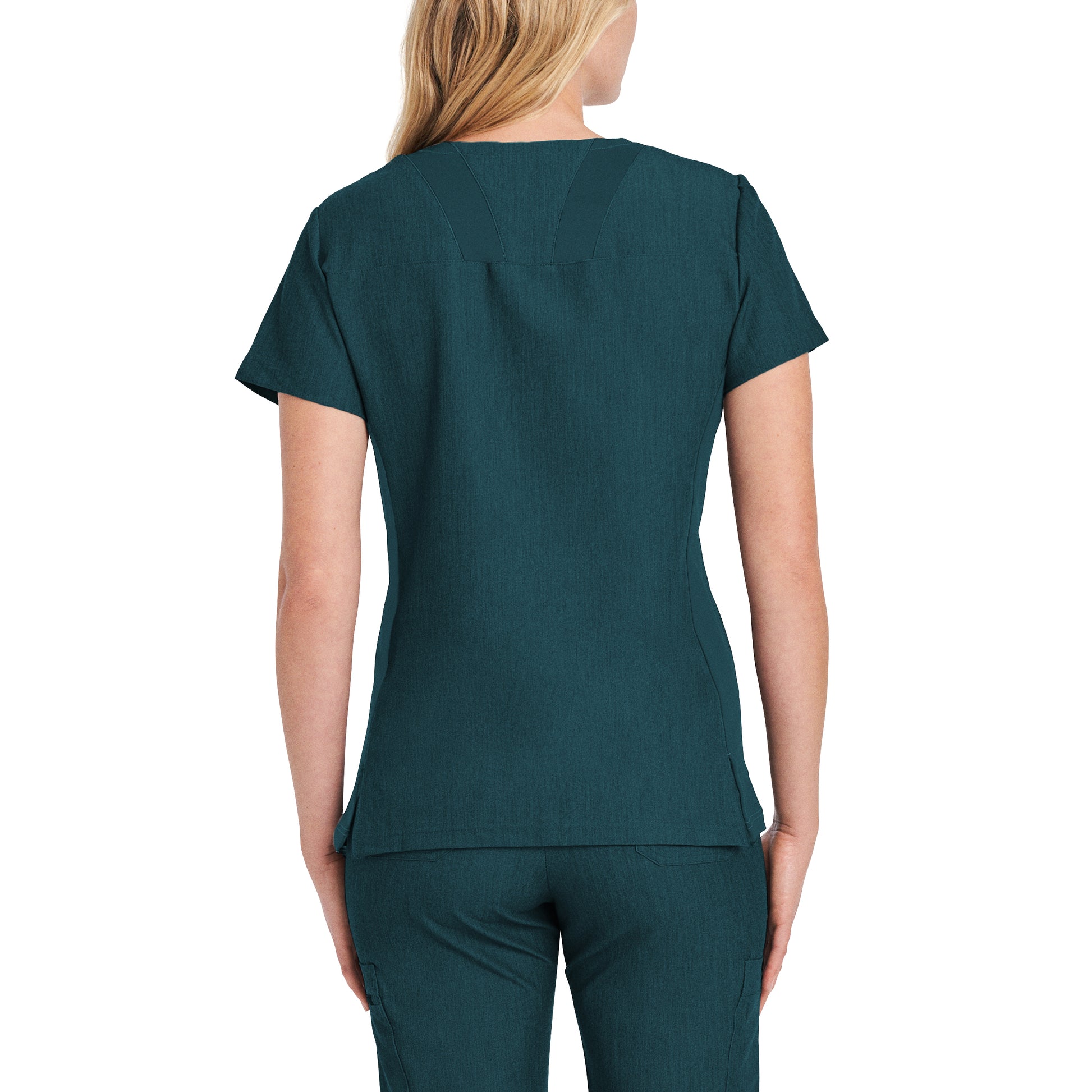 V-Tess 950 Women's 4 Pocket V Neck Scrub Top Caribbean Image