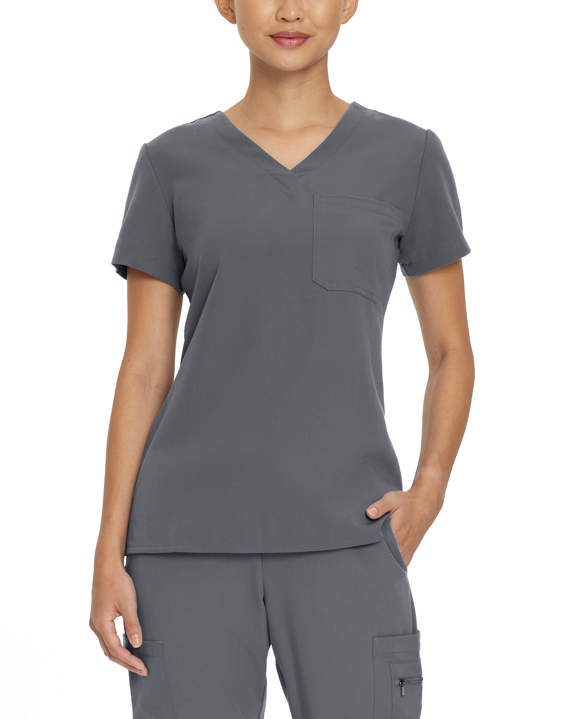 V-Tess 794 Women's 1 Pocket V Neck Scrub Top Dark Pewter Image