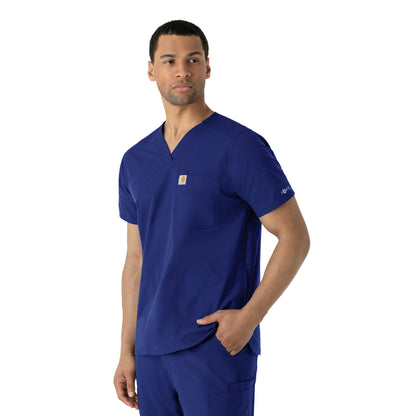 Force Essentials C16113 Men's V-Neck Shirttail Scrub Top Galaxy Blue
