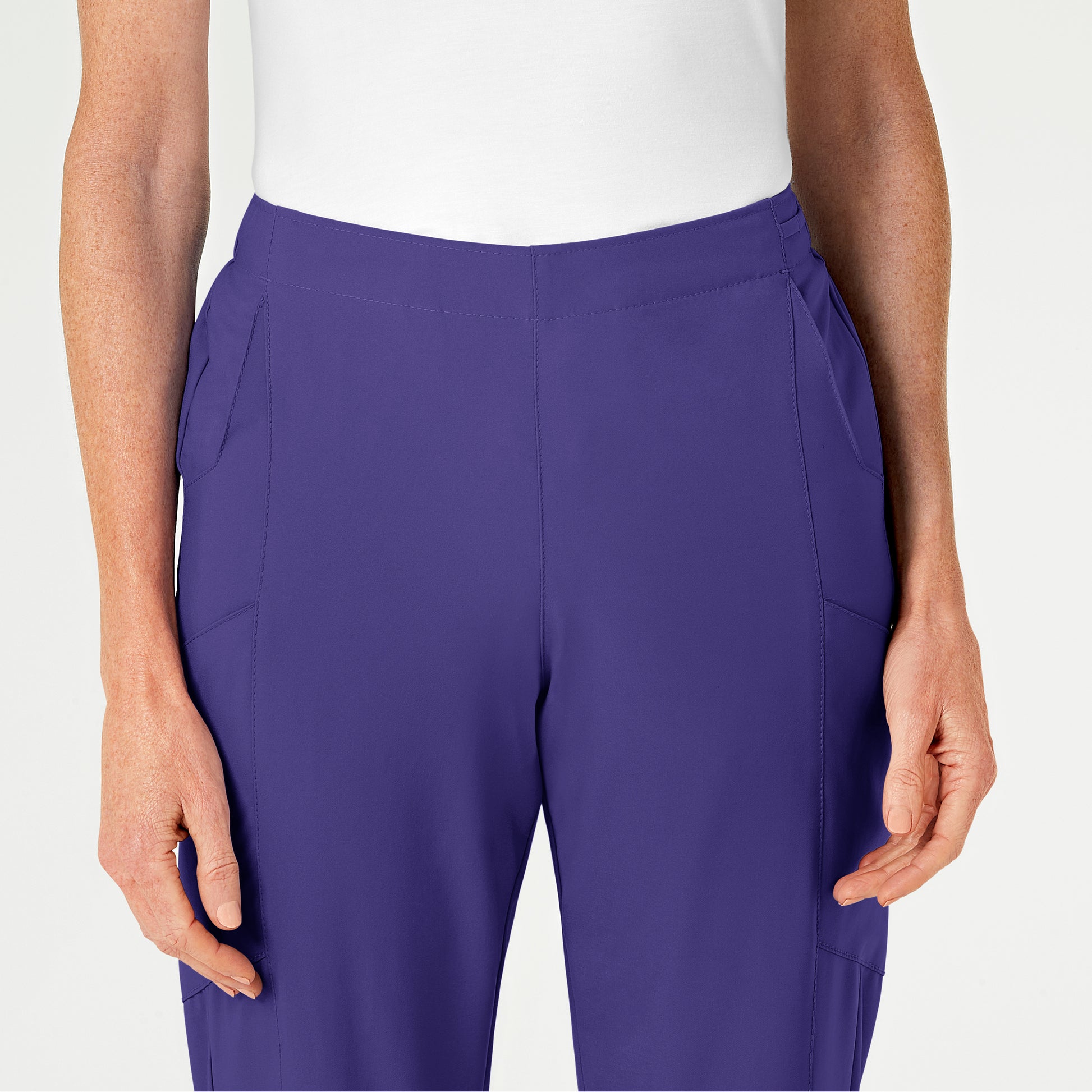 W123 5155 Flat Front Cargo Scrub Pants Grape Model Image Left Side | Wink