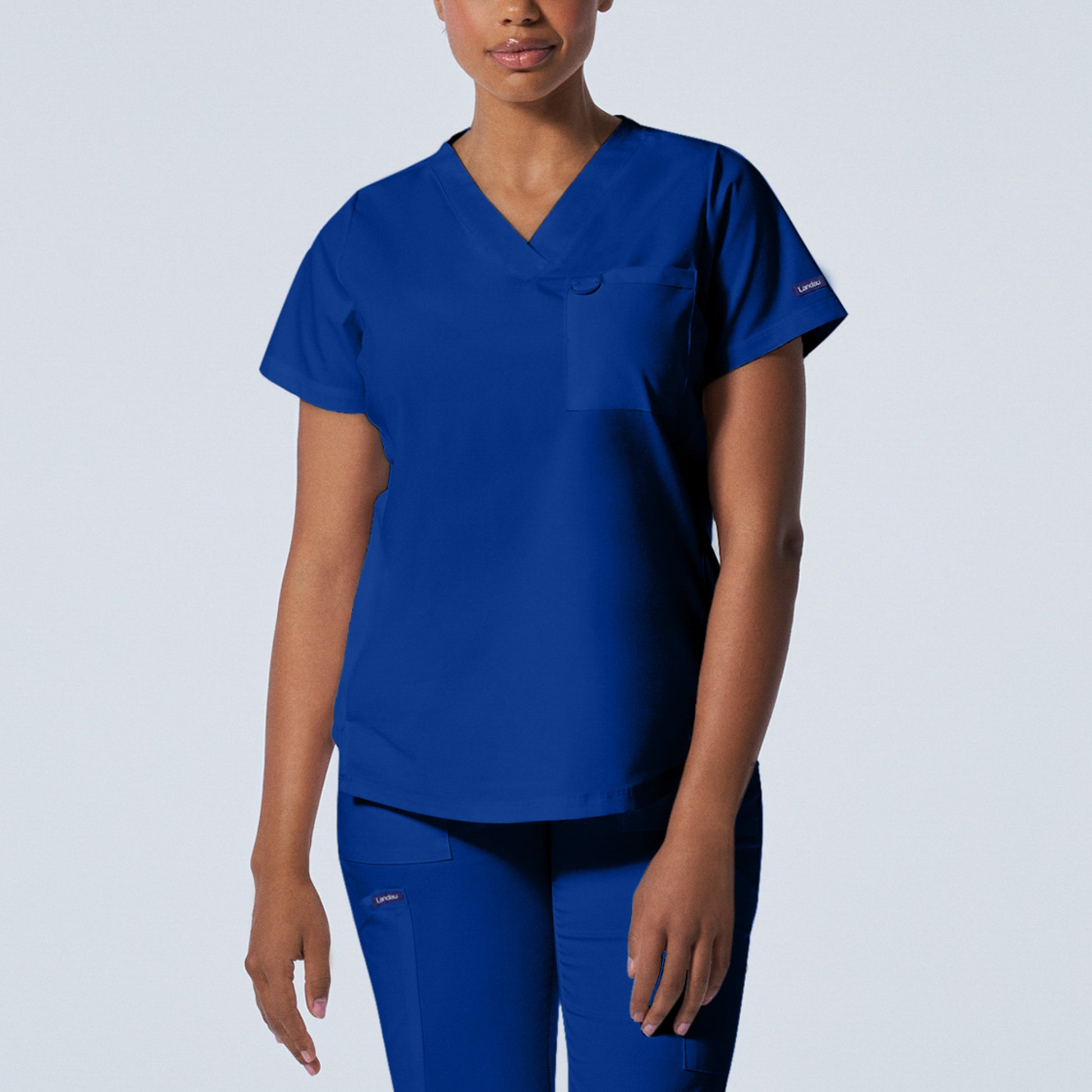 ProFlex LT107 Women's 2 Pocket V Neck Scrub Top Galaxy Image