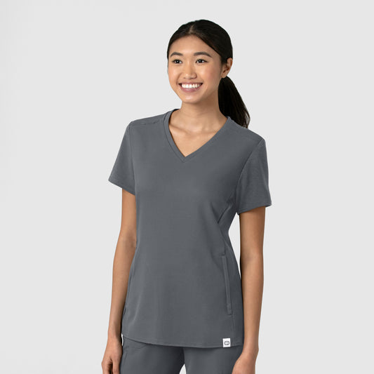 Thrive 6522 Flex-n-Reach V-Neck Scrub Top Pewter Model Image Right Side | Wink