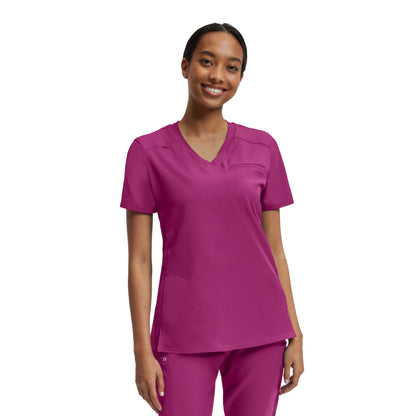 VIBE WT119 Women's 2 Pocket V Neck Scrub Top Electric Purple Image