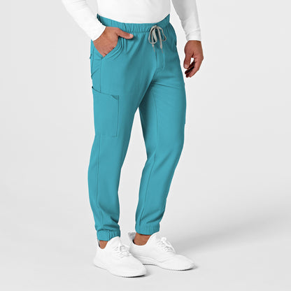 RENEW 5034 Men's Jogger Scrub Pants Teal Blue Model Image Right Side | Wink
