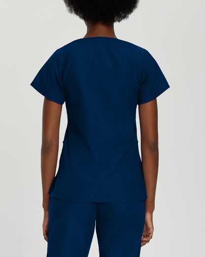 Essentials 8232 Women's 4 Pocket V Neck Scrub Top Navy Image