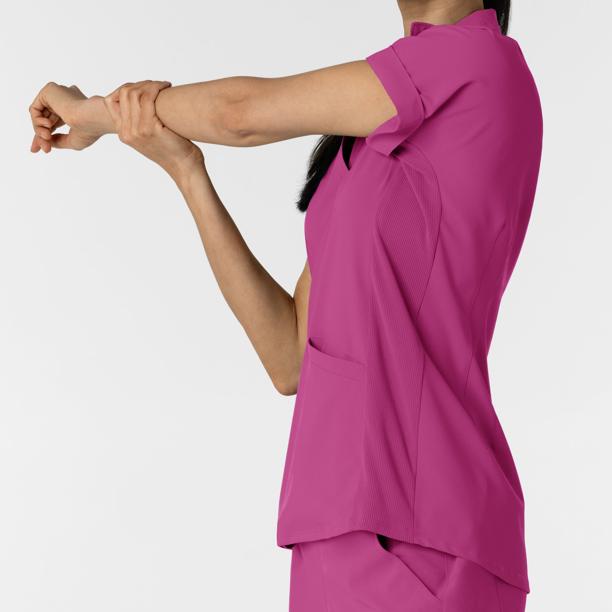 RENEW 6934 Women’s Flex-n-Reach Collared Scrub Top Raspberry Model Image Alternate | Wink