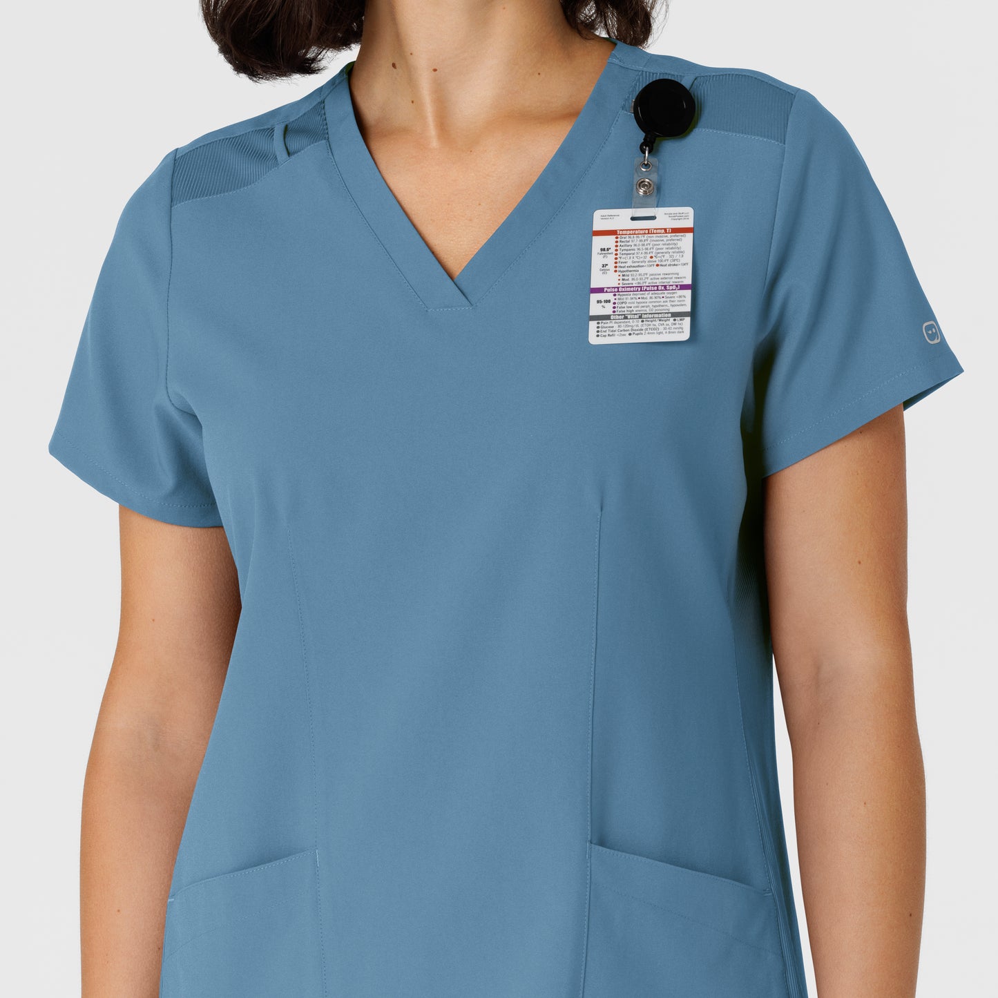 W123 6145 Women's Flex-n-Reach Side Panel V-Neck Scrub Top Pacific Blue
