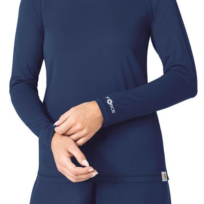 Force Sub-Scrubs C31002 Performance Long Sleeve Tee Navy Model Image Left Side | Carhartt