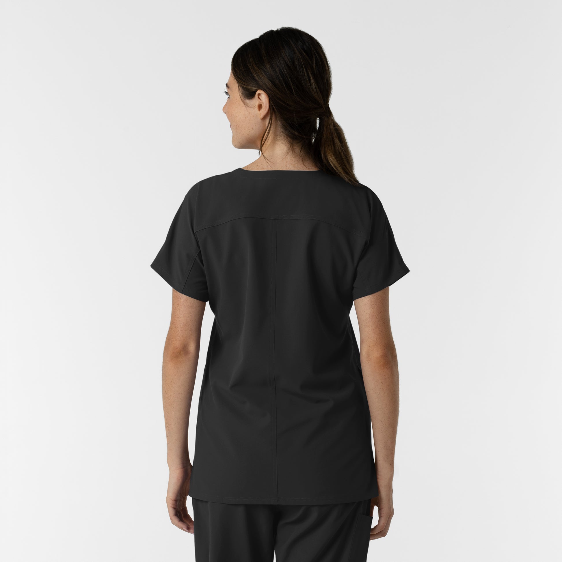 NURTUR 6280 Women's Drop Shoulder Tunic Scrub Top Black