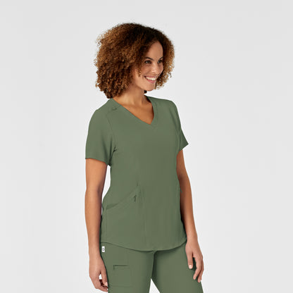 RENEW 6134 V-Neck Scrub Top Olive Model Image Right Side | Wink