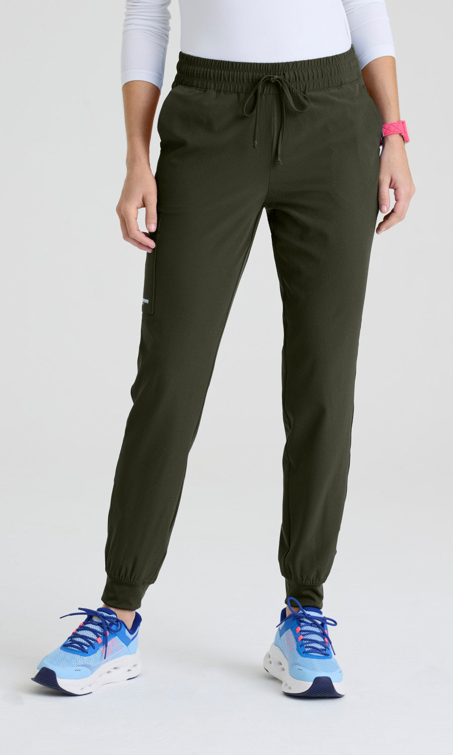 Skechers SKP552 Women's Theory Jogger in Olive by Barco Model Image Front