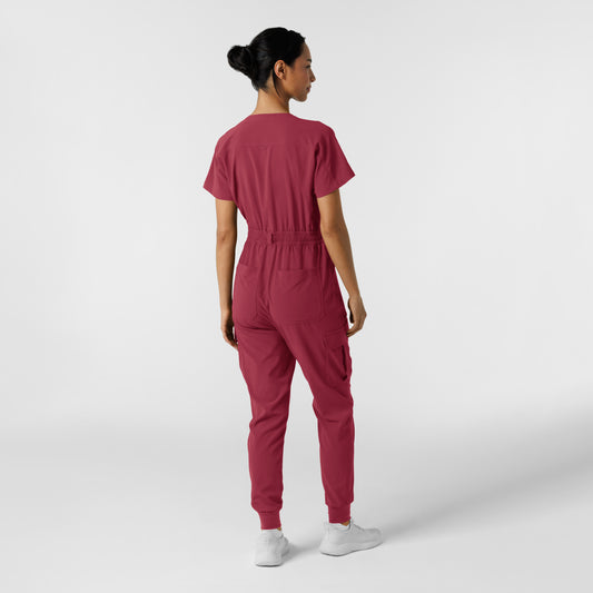 RENEW 3234 Women's Cargo Jogger Scrub Jumpsuit Ruby