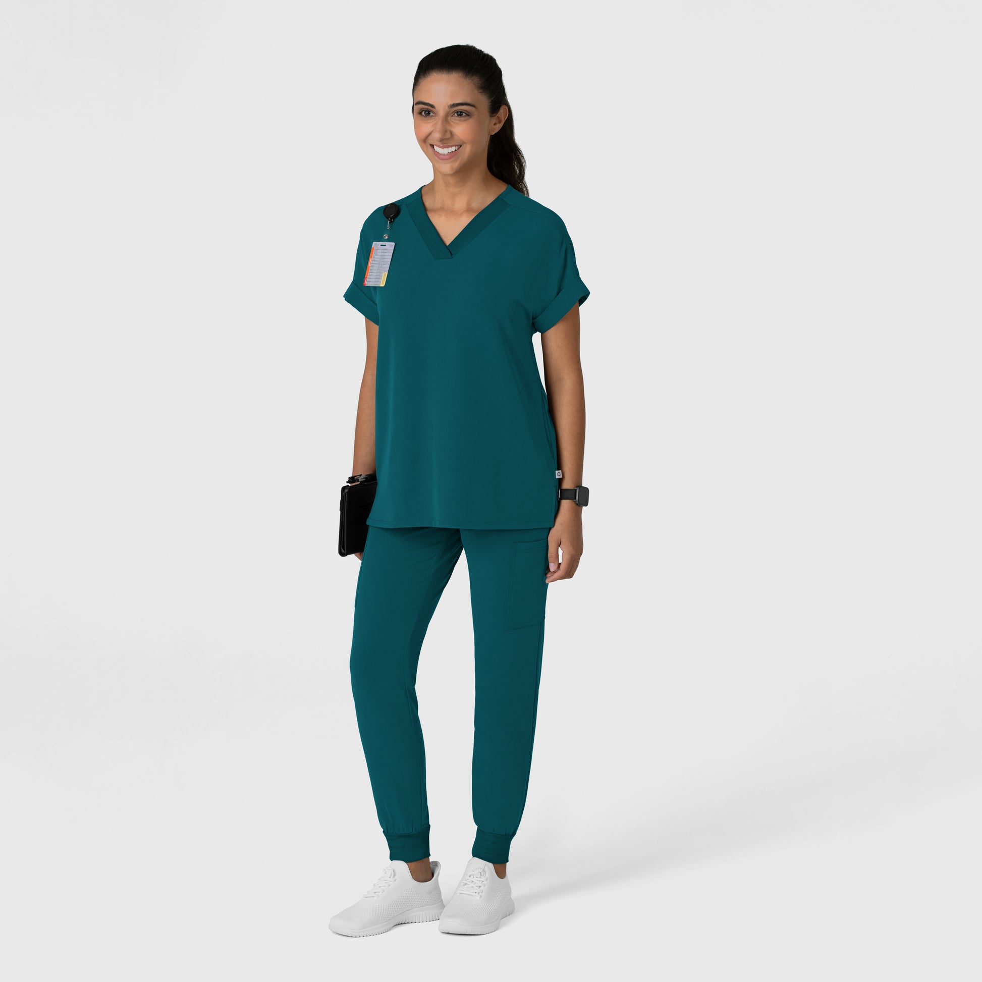 Nova 6232 Drop Shoulder Boxy Scrub Top Caribbean Model Image Right Side | Wink