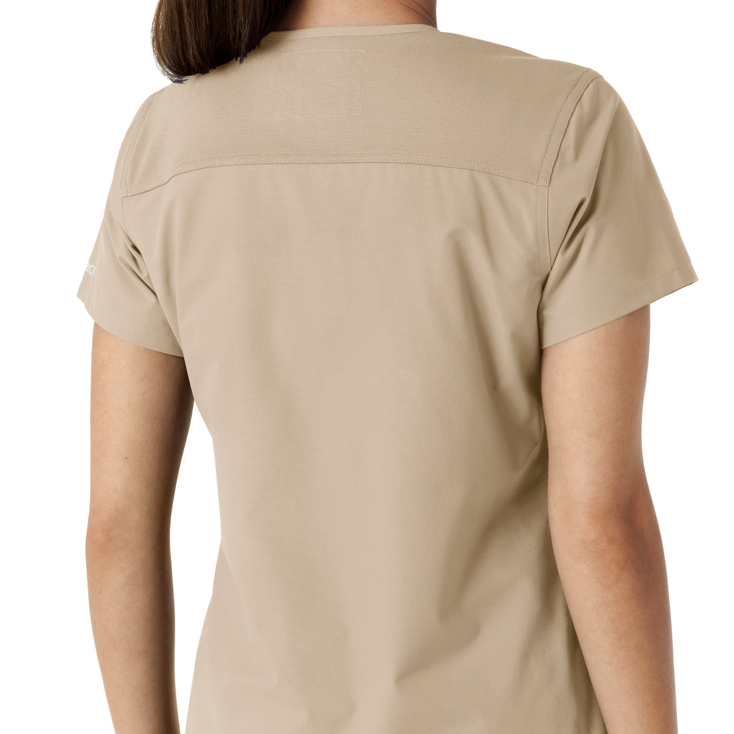 Force Essentials C12313 V-Neck Knit Panel Scrub Top Khaki Model Image Alternate | Carhartt