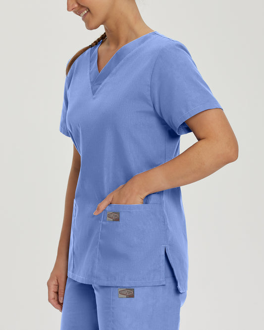 Scrub Zone 70221 Women's 3 Pocket V Neck Scrub Top Ceil Blue Image