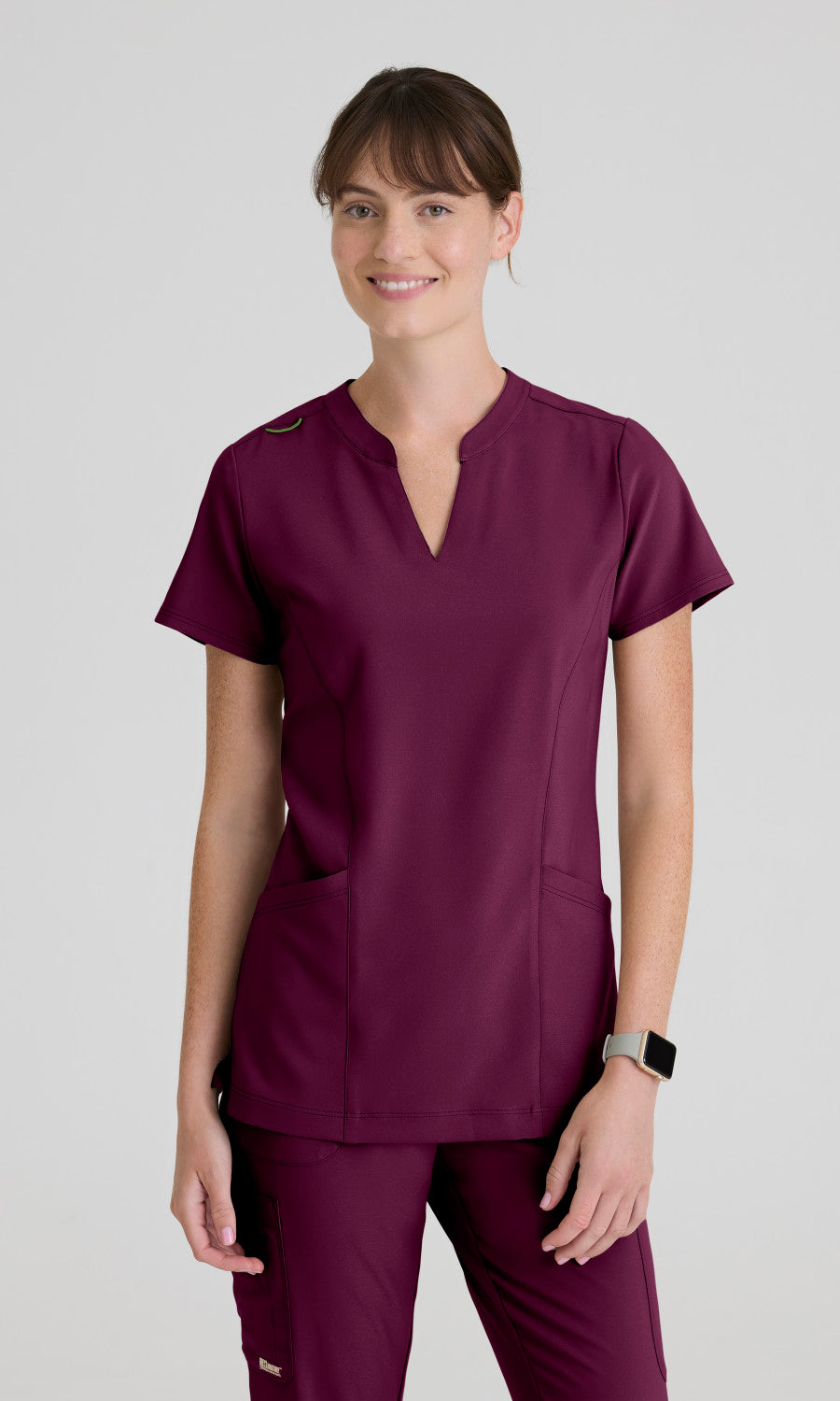 Grey's Anatomy Evolve GSST298 Women's Sky Top in Wine by Barco Model Image Front