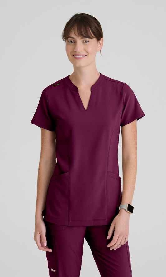 Grey's Anatomy Evolve GSST298 Women's Sky Top in Wine by Barco Model Image Front
