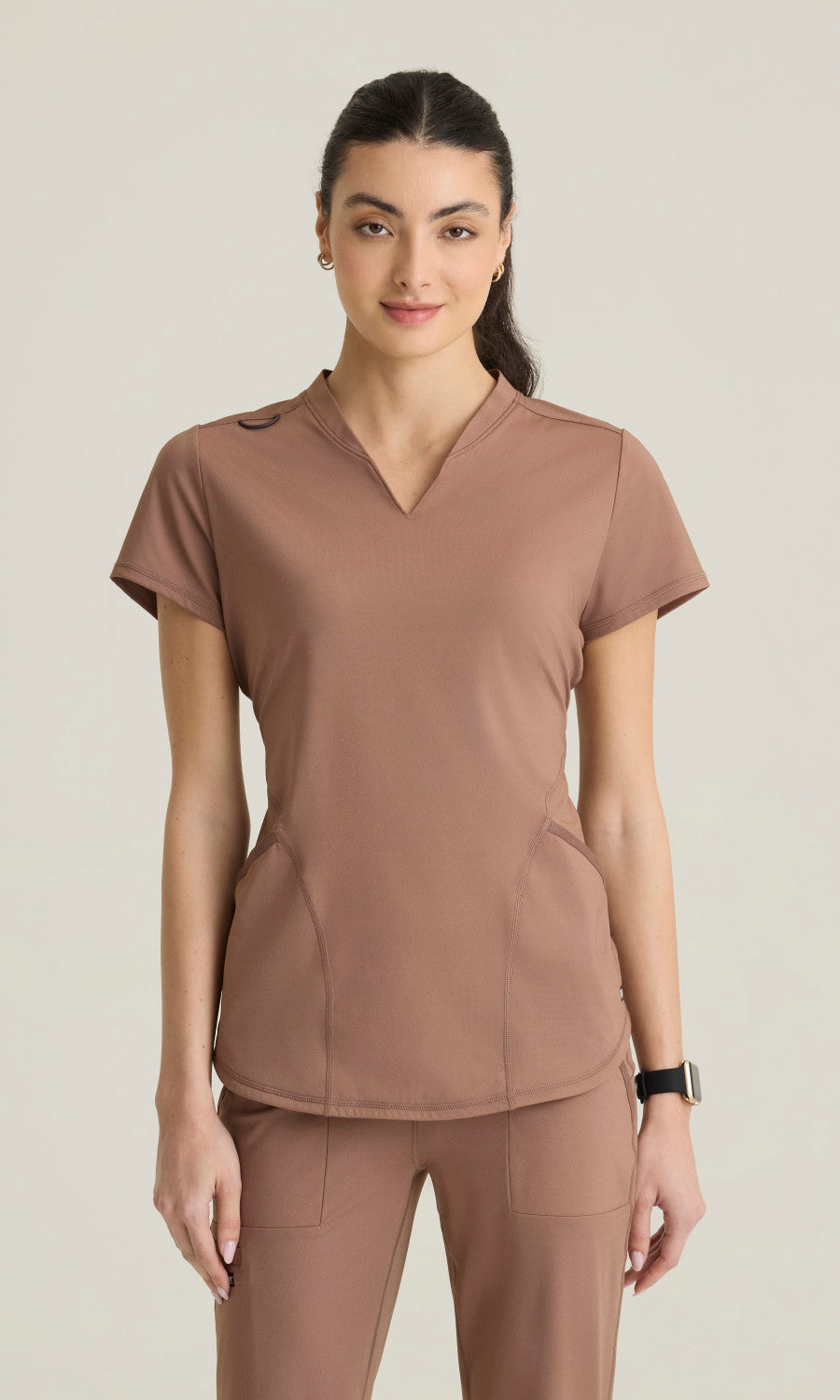 Grey's Anatomy Knits GRST249 Define Knit Top Brownstone - front