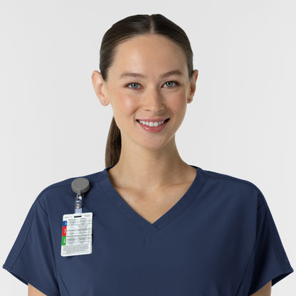 RENEW 6154 Women's V-Neck Tunic Scrub Top Navy