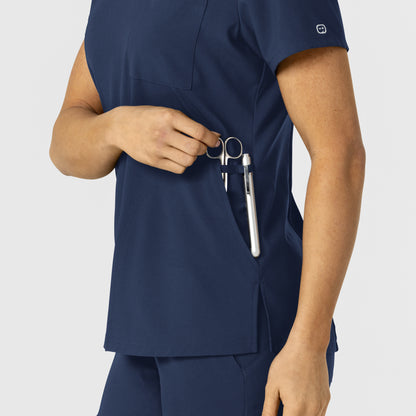 W123 6045 Flex-n-Reach V-Neck Scrub Top Navy Model Image Alternate | Wink