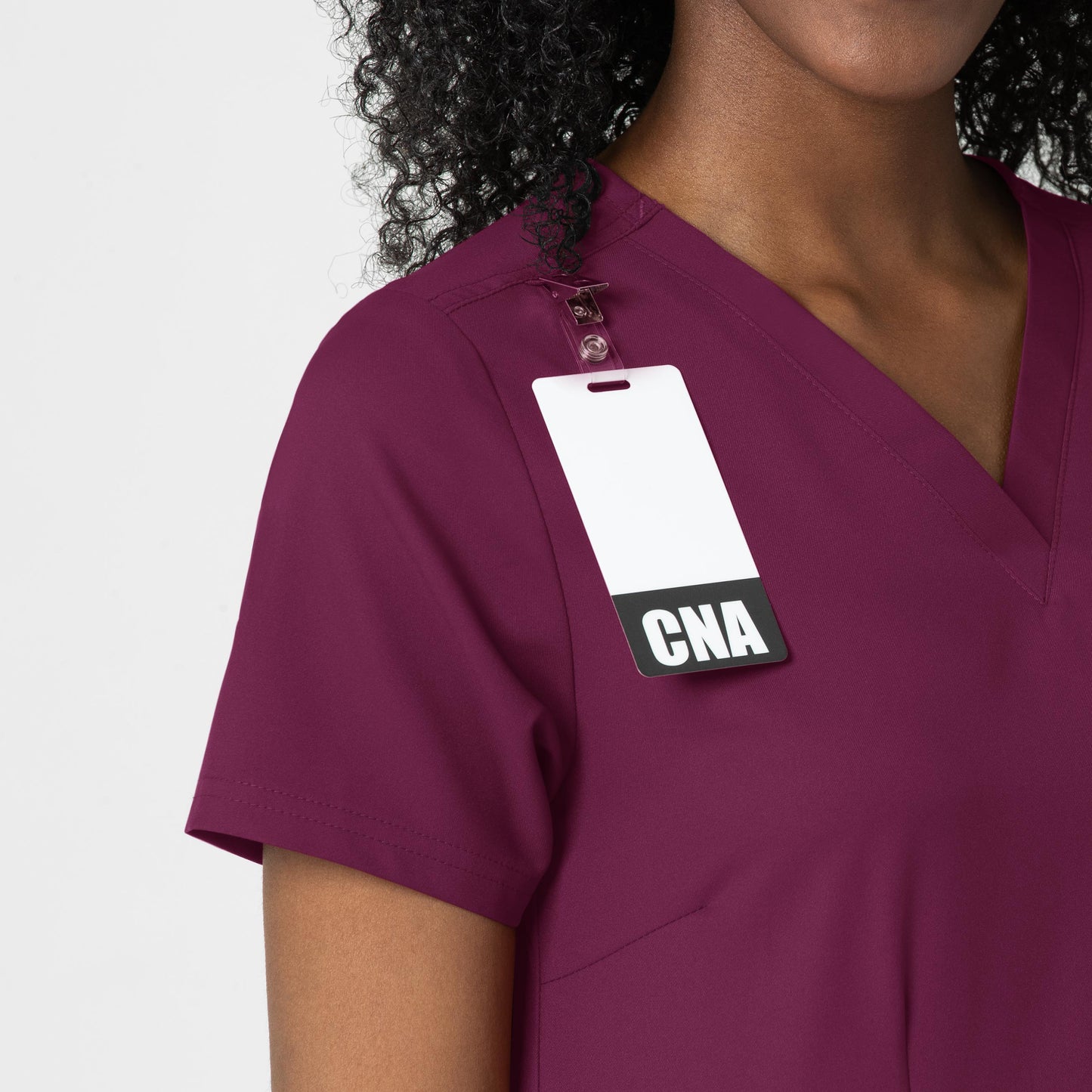 Thrive 6122 Fitted 3-Pocket V-Neck Scrub Top Wine Model Image Alternate | Wink