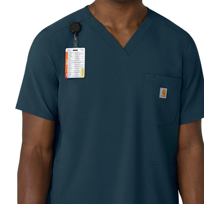 Force Cross-Flex C16410 Men's V-Neck Scrub Top Navy Model Image Left Side | Carhartt