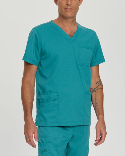 ProFlex 4253 Men's 4 Pocket V Neck Scrub Top Teal Image