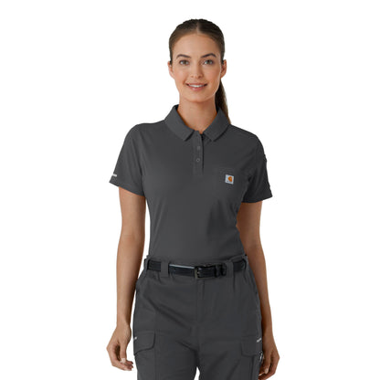 Rugged Flex C12119 Women's Lightweight Short Sleeve Polo Scrub Top Pewter
