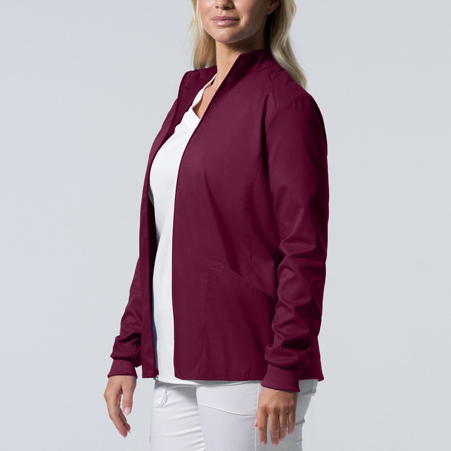 ProFlex LJ701 Women's 3 Pocket Scrub Jacket Wine Image