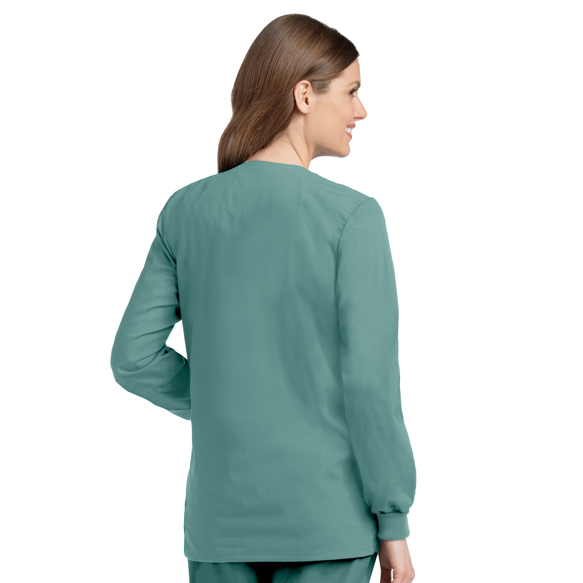 Essentials 7525 Women's 4 Pocket Warm Up Scrub Jacket Sea Mist Image