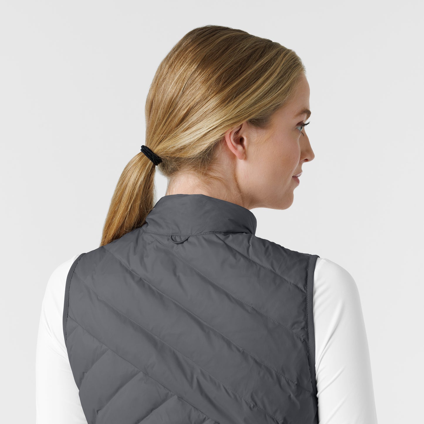 Layers 8277 Quilted Scrub Vest Pewter Model Image Alternate | Wink