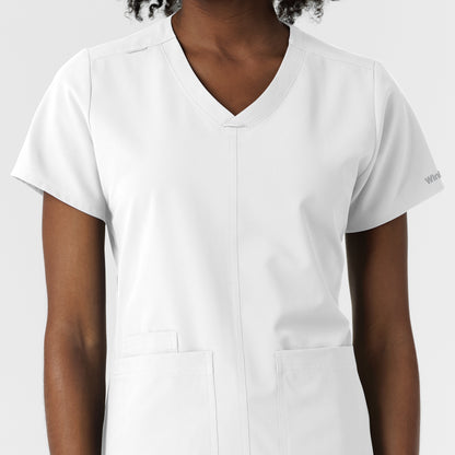 NURTUR 6180 Women's V-Neck Scrub Top White