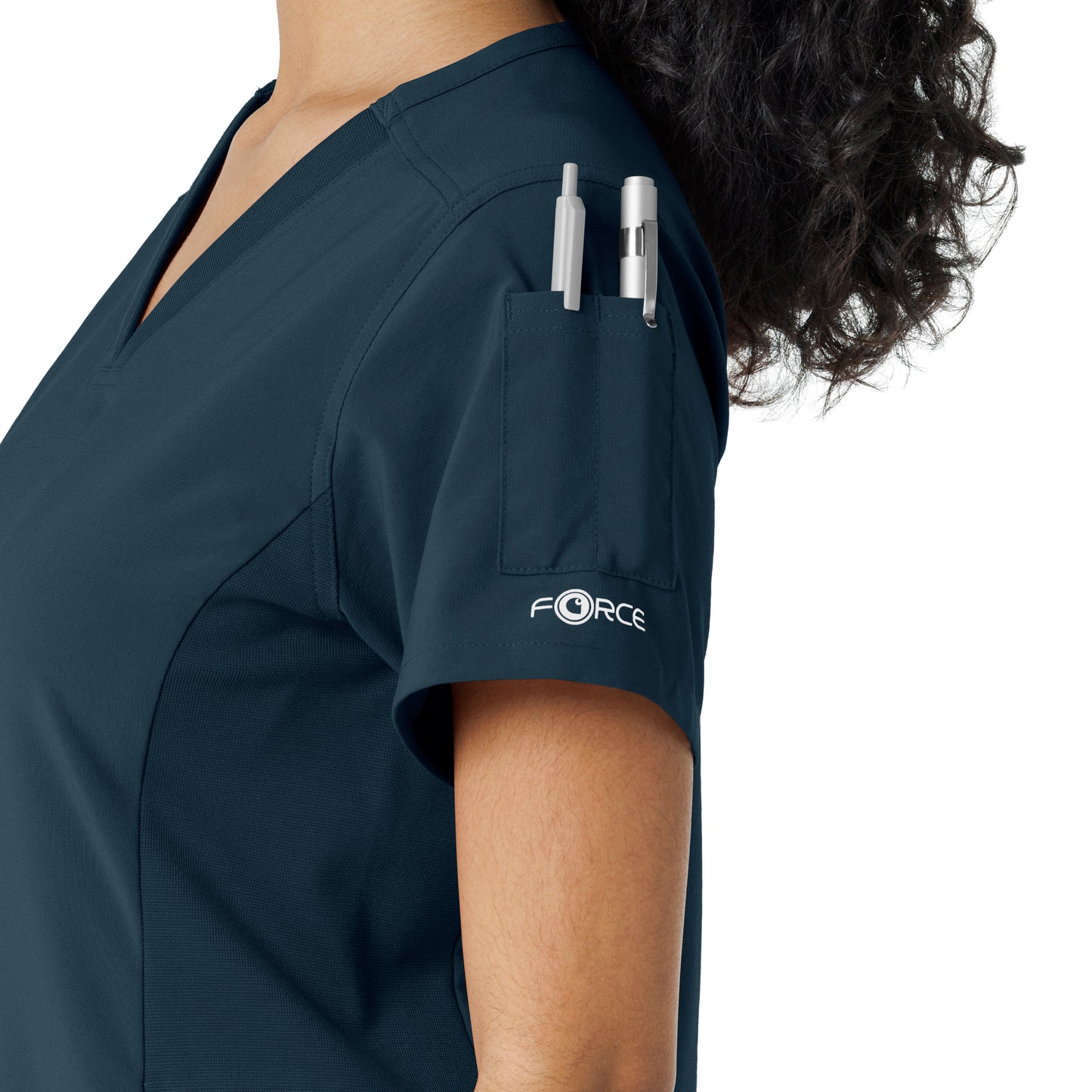 Force Cross-Flex C13310 Knit Panel Scrub Top Navy Model Image Alternate | Carhartt