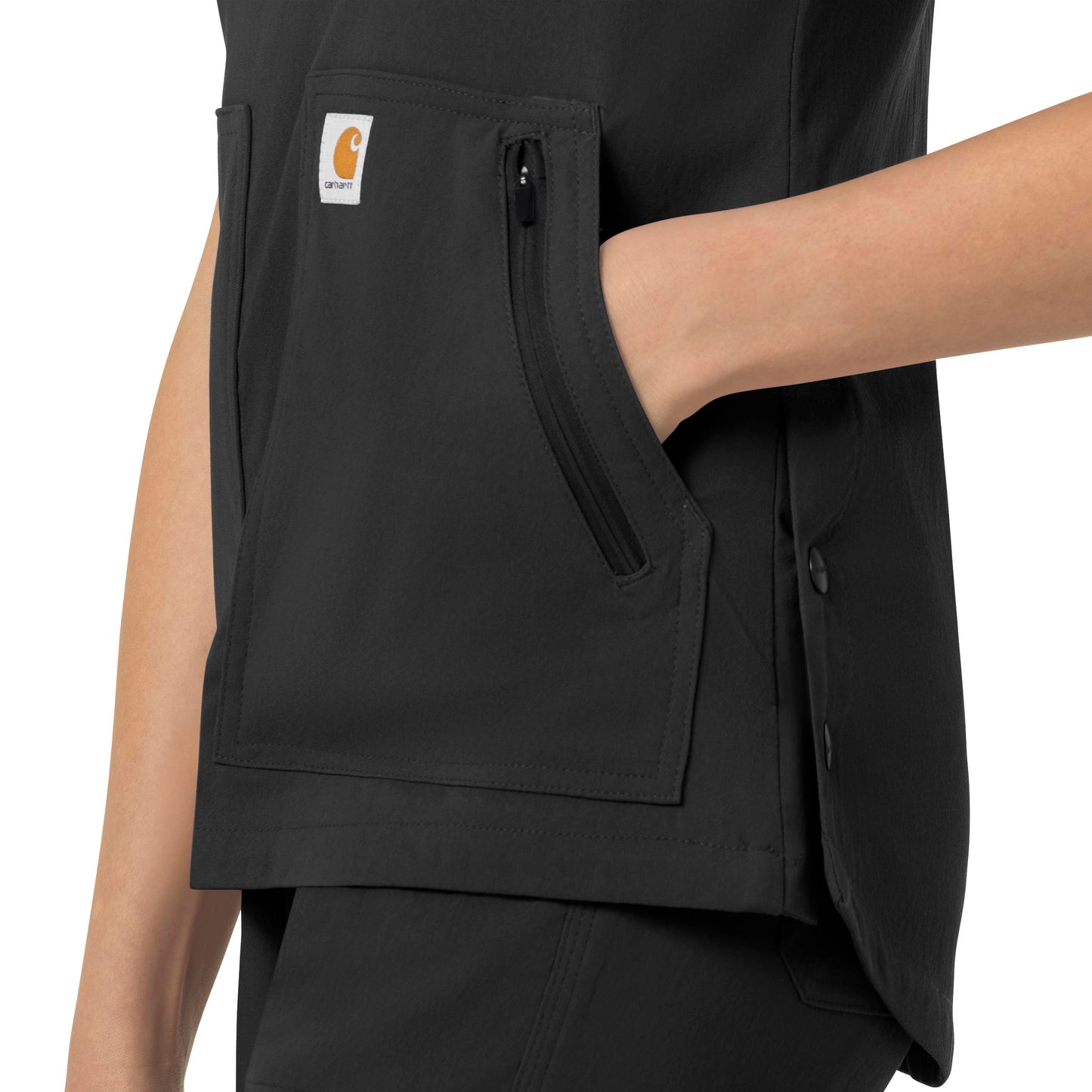 Rugged Flex Peak C12237 4-Pocket V-Neck Scrub Top Black Model Image Alternate | Carhartt