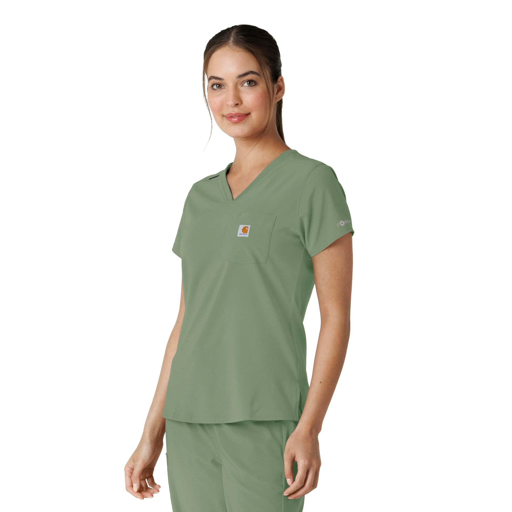 Force Cross-Flex C13410 Women's Tuck-In Scrub Top Green Slate
