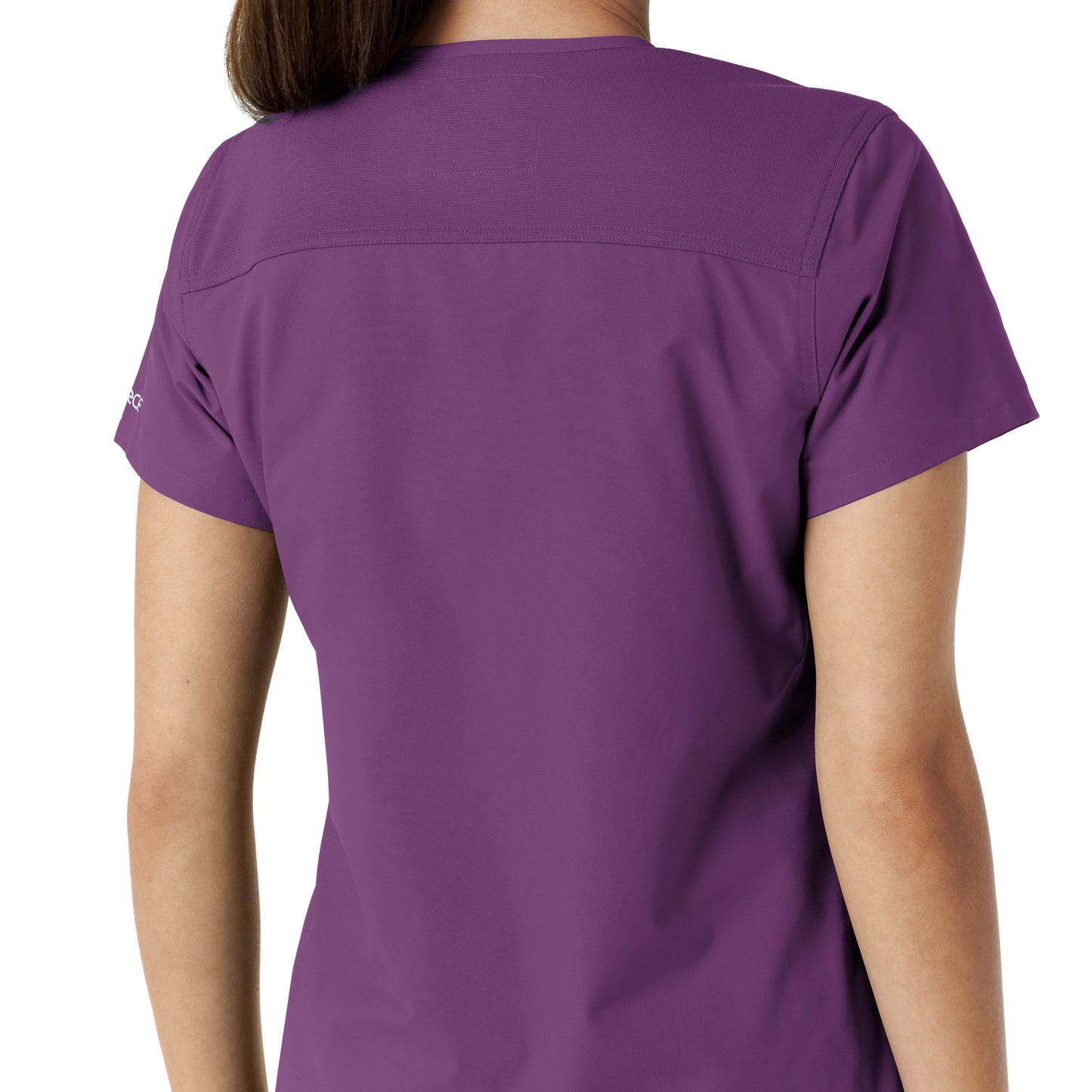 Force Essentials C12313 V-Neck Knit Panel Scrub Top Eggplant Model Image Alternate | Carhartt