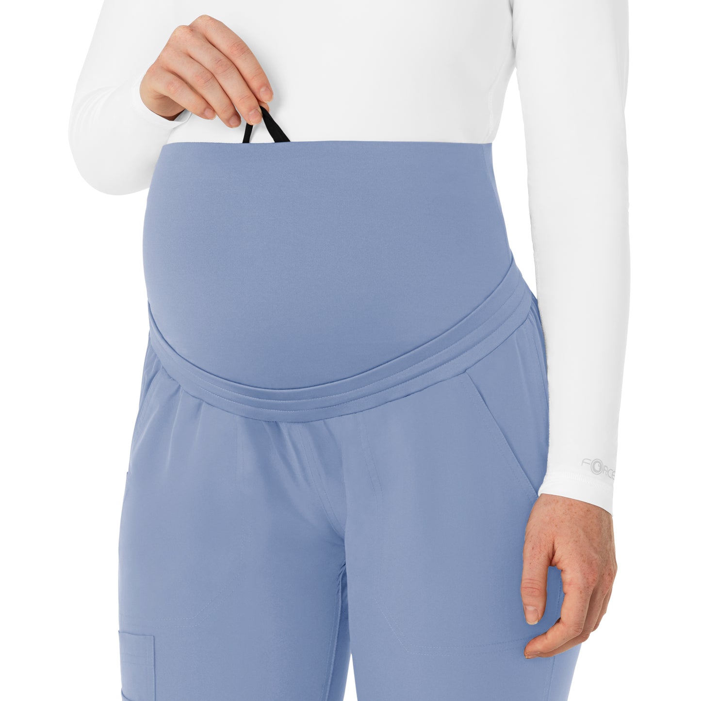 Force Essentials C54113 Maternity Jogger Scrub Pants Ceil Blue Model Image Left Side | Carhartt