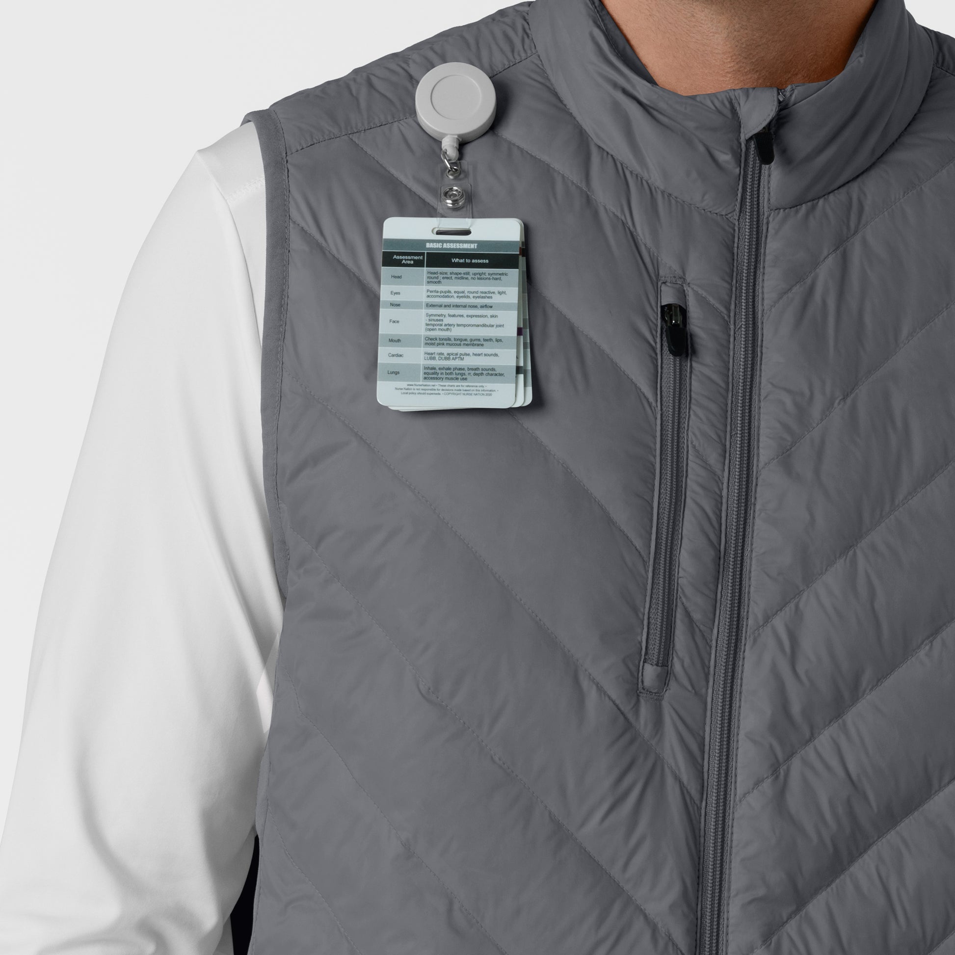 Layers 8377 Men's Quilted Scrub Vest Pewter Model Image Alternate | Wink