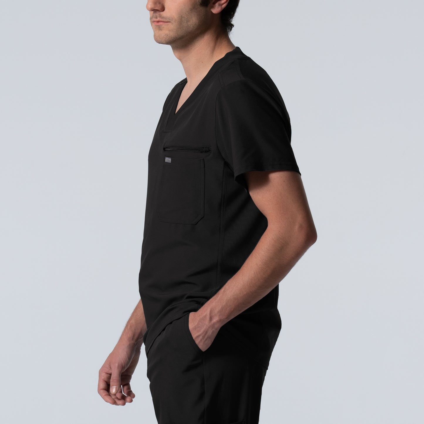 Forward LT111 Men's 2 Pocket V Neck Scrub Top Black Image