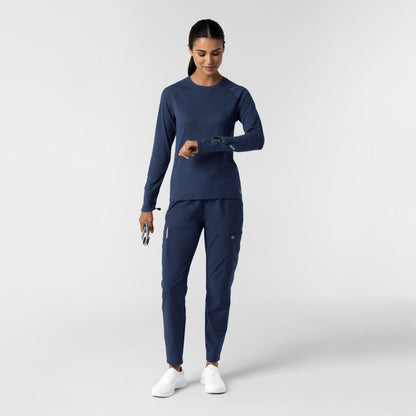 Layers 2139 Women's Watch Window Long Sleeve Underscrub Top Navy