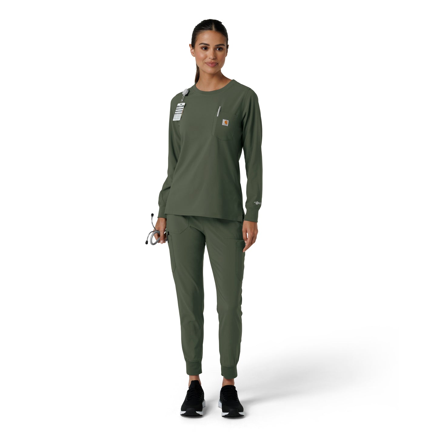 Force Cross-Flex C13610 Women's Crew Neck Long Sleeve Scrub Top Olive