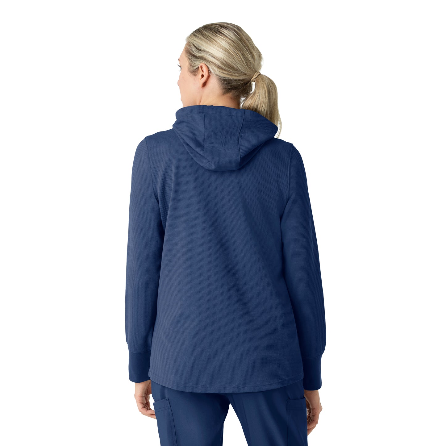 Layers C82008 Women's Full Zip Waffle Hoodie Navy